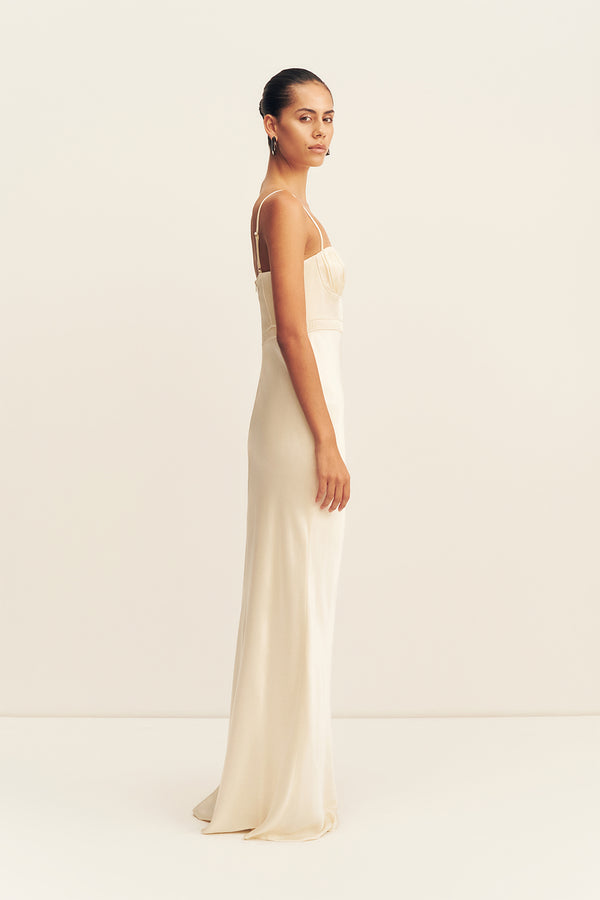 Shona Joy - La Lune Corded Ruched Maxi Dress - Cream - Bridesmaids Dress Shona Joy - La Lune Corded Ruched Maxi Dress - Cream - Bridesmaids Dress