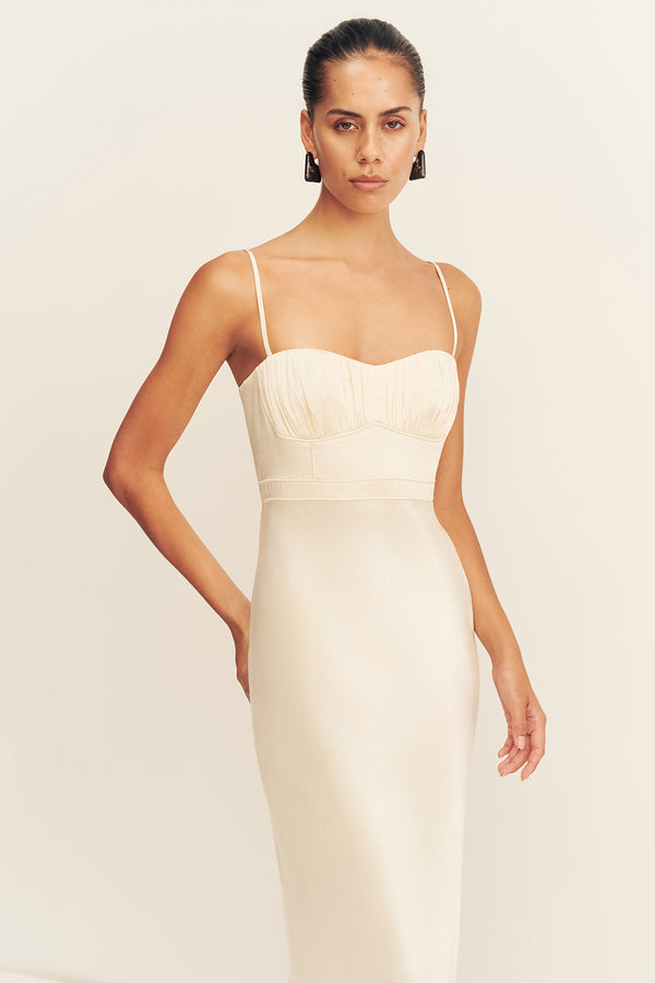 La Lune Corded Ruched Maxi Dress | Cream | Dresses | Shona Joy Shona Joy US La Lune Corded Ruched Maxi Dress | Cream | Dresses | Shona Joy Shona Joy US