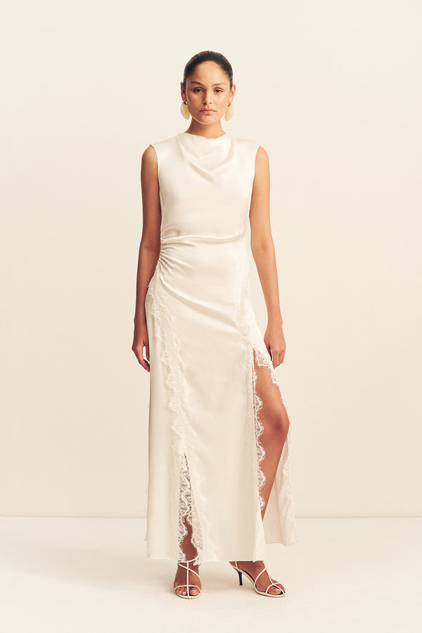 ALLEGRA LACE PANELLED MAXI DRESS - IVORY_F