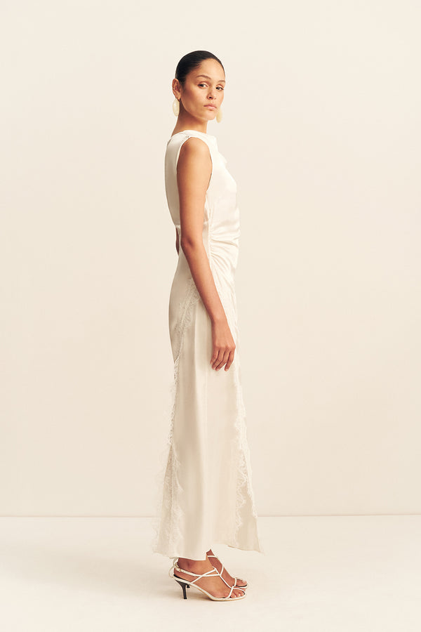 ALLEGRA LACE PANELLED MAXI DRESS - IVORY