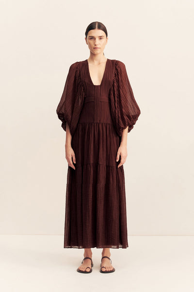 Anika Balloon Sleeve Midi Dress | Umber | Dresses | Shona Joy