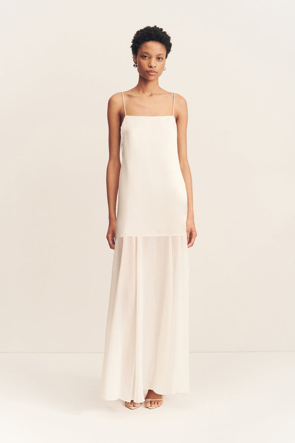 MORAYA DROPPED WAIST MAXI DRESS - IVORY_F