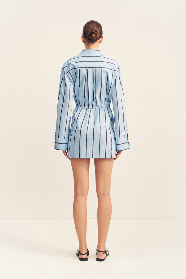 SAXON COTTON DRAPED SHIRT MINI DRESS