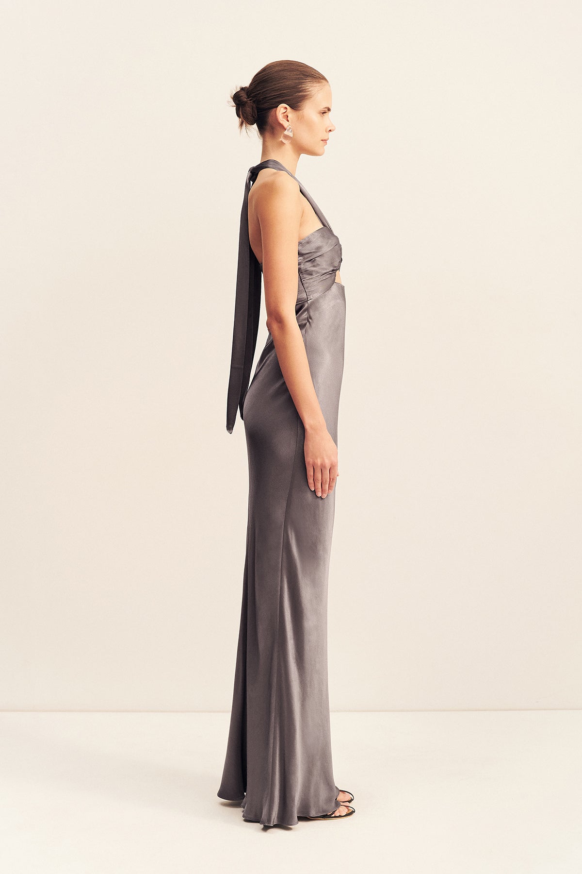 La Lune Ruched Halter Maxi Dress | Graphite | Dresses | Shona Joy
