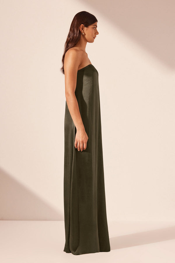 LA LUNE STRAPLESS COLUMN MAXI DRESS - FOREST_S