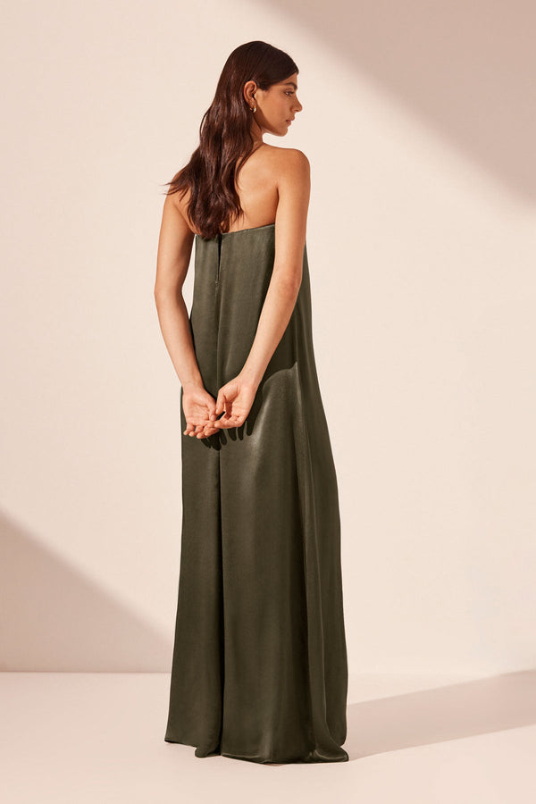 LA LUNE STRAPLESS COLUMN MAXI DRESS - FOREST_B