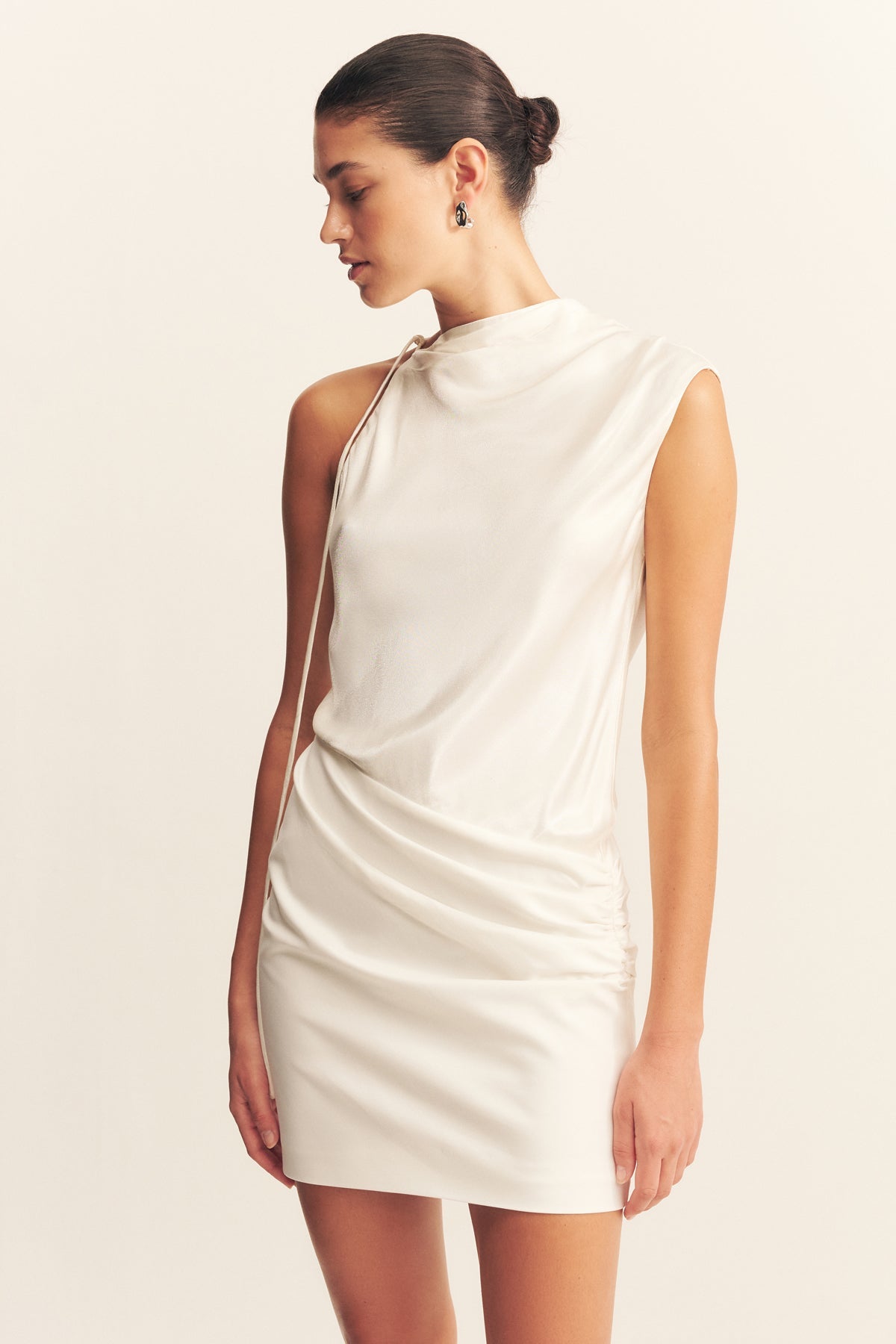 kahlia asymmetric cowl neck dress Draped Asymmetric Cowl-Neck Dress XL / Green / Polyester
