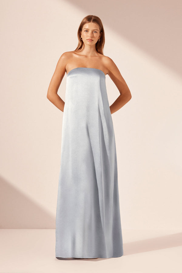 LA LUNE STRAPLESS COLUMN MAXI DRESS - POWDER BLUE_F