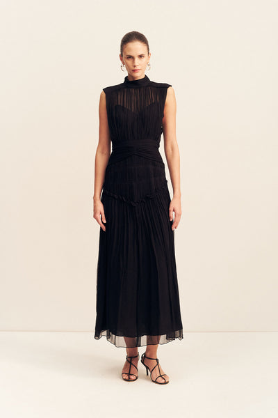 Clemence High Neck Midi Dress | Black | Dresses