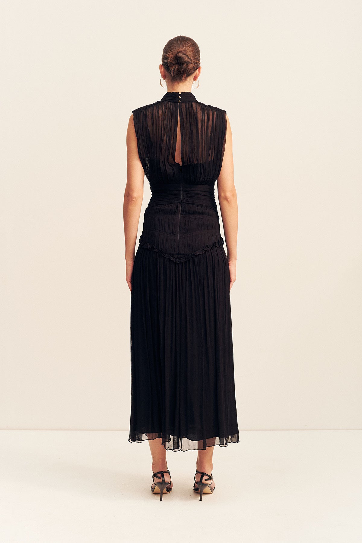 Clemence High Neck Midi Dress | Black | Dresses | Shona Joy