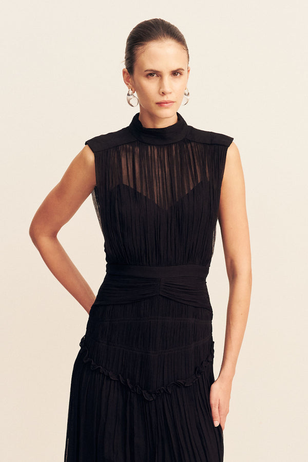 Clemence High Neck Midi Dress | Black | Dresses | Shona Joy Shona Joy US Clemence High Neck Midi Dress | Black | Dresses | Shona Joy Shona Joy US