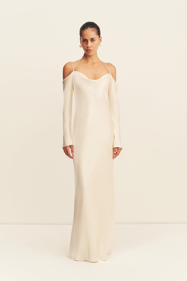 Shona Joy La Lune Off Shoulder Tie Maxi Dress in White - Size aus 8/US 4 Shona Joy La Lune Off Shoulder Tie Maxi Dress in White - Size aus 8/US 4