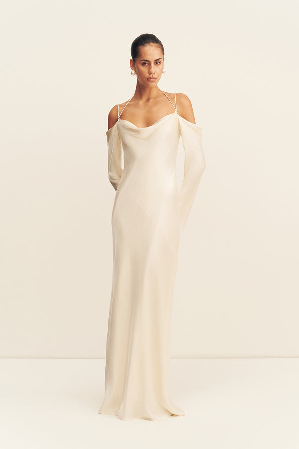 Shona Joy La Lune Off Shoulder Tie Maxi Dress in White - size Aus 16/US 12 Shona Joy La Lune Off Shoulder Tie Maxi Dress in White - size Aus 16/US 12