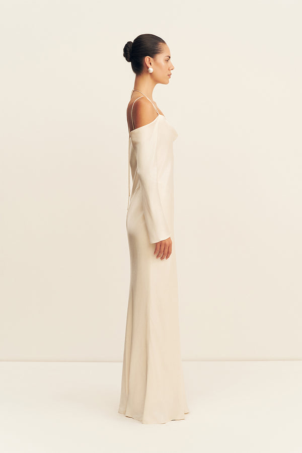 Shona Joy La Lune Off Shoulder Tie Maxi Dress in White - size Aus 16/US 12 Shona Joy La Lune Off Shoulder Tie Maxi Dress in White - size Aus 16/US 12
