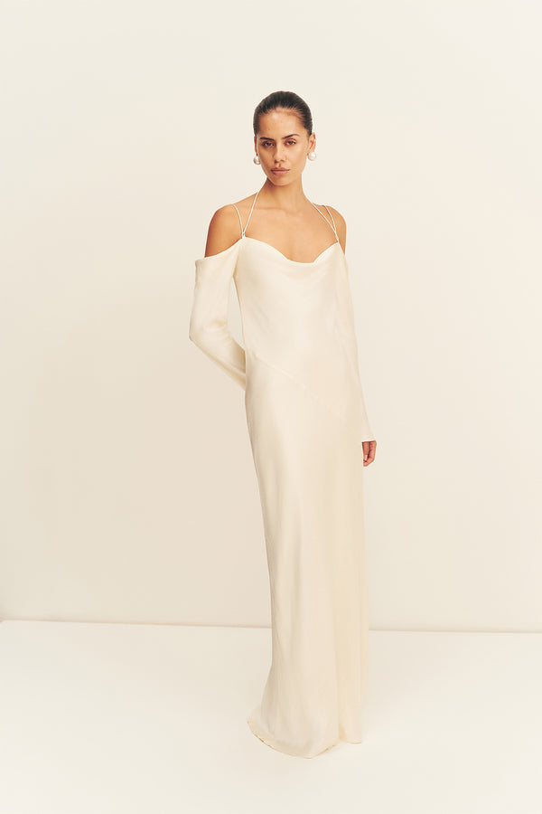 Shona Joy La Lune Off Shoulder Tie Maxi Dress in White - size Aus 16/US 12 Shona Joy La Lune Off Shoulder Tie Maxi Dress in White - size Aus 16/US 12
