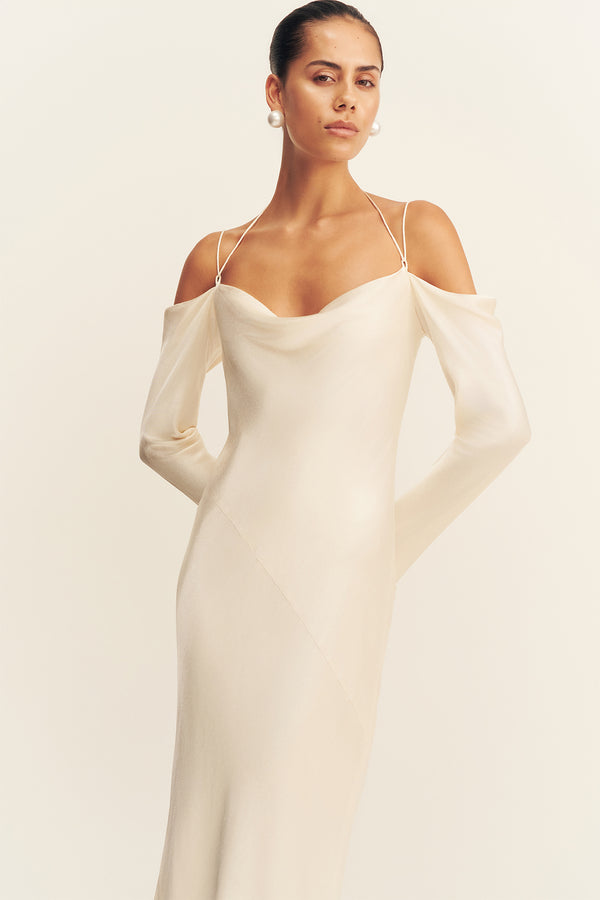 Shona Joy La Lune Off Shoulder Tie Maxi Dress in White - size Aus 16/US 12 Shona Joy La Lune Off Shoulder Tie Maxi Dress in White - size Aus 16/US 12
