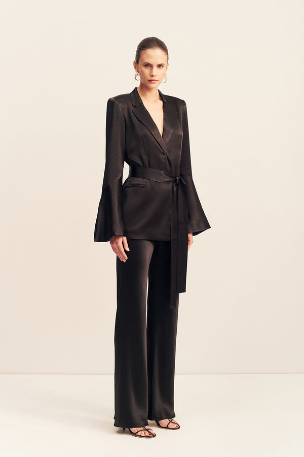 La Lune Flared Sleeve Belted Blazer | Black | Outerwear | Shona Joy Shona Joy US La Lune Flared Sleeve Belted Blazer | Black | Outerwear | Shona Joy Shona Joy US
