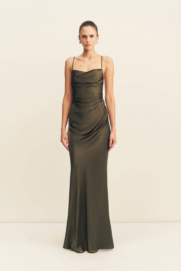 Shona Joy La Lune Lace Back Maxi Dress in Dark Green - Size aus 16/US 12 Shona Joy La Lune Lace Back Maxi Dress in Dark Green - Size aus 16/US 12
