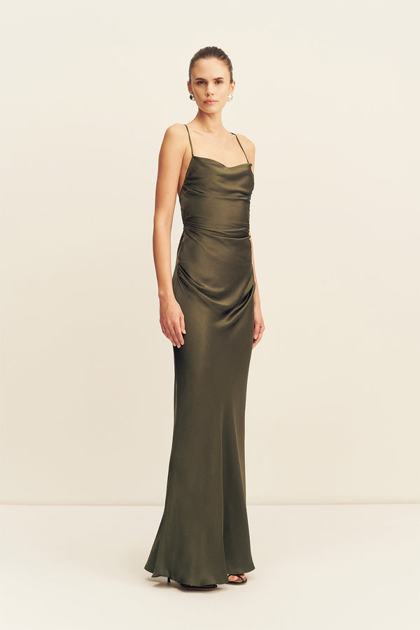 Shona Joy La Lune Lace Back Maxi Dress in Dark Green - size Aus 16/US 12 Shona Joy La Lune Lace Back Maxi Dress in Dark Green - size Aus 16/US 12