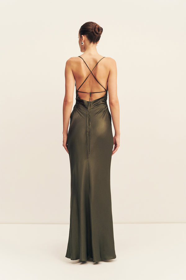 Shona Joy La Lune Lace Back Maxi Dress in Dark Green - Size aus 16/US 12 Shona Joy La Lune Lace Back Maxi Dress in Dark Green - Size aus 16/US 12