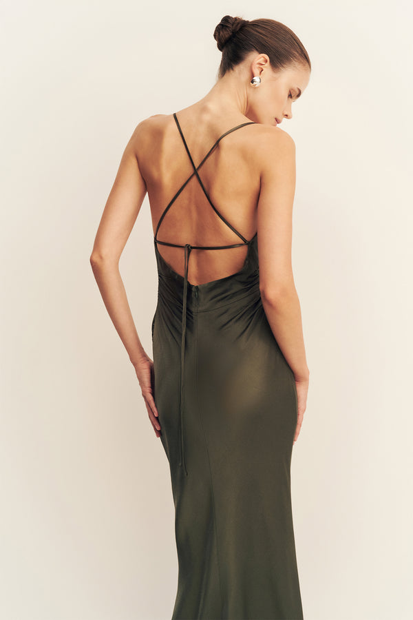 Shona Joy La Lune Lace Back Maxi Dress in Dark Green - size Aus 16/US 12 Shona Joy La Lune Lace Back Maxi Dress in Dark Green - size Aus 16/US 12