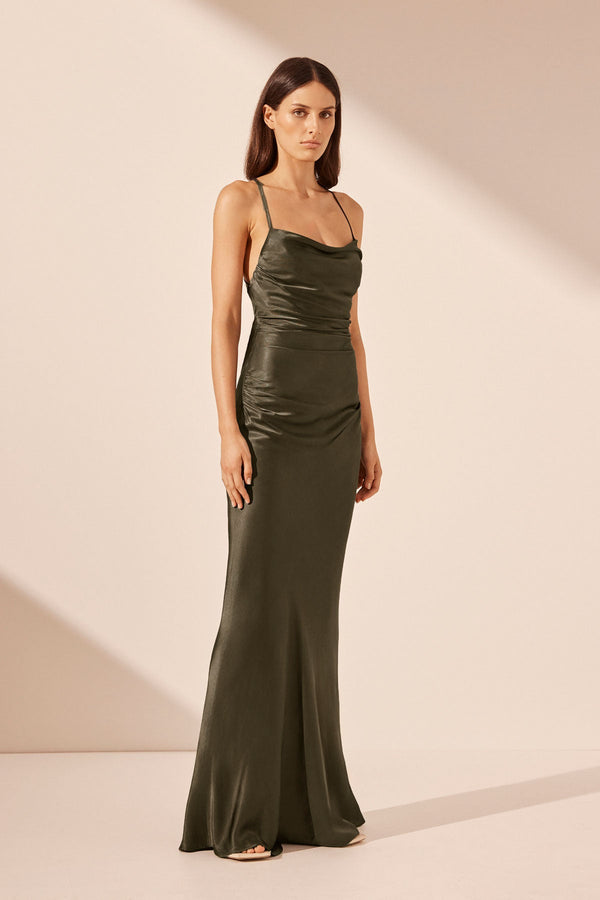 LA LUNE LACE BACK MAXI DRESS - FOREST_A