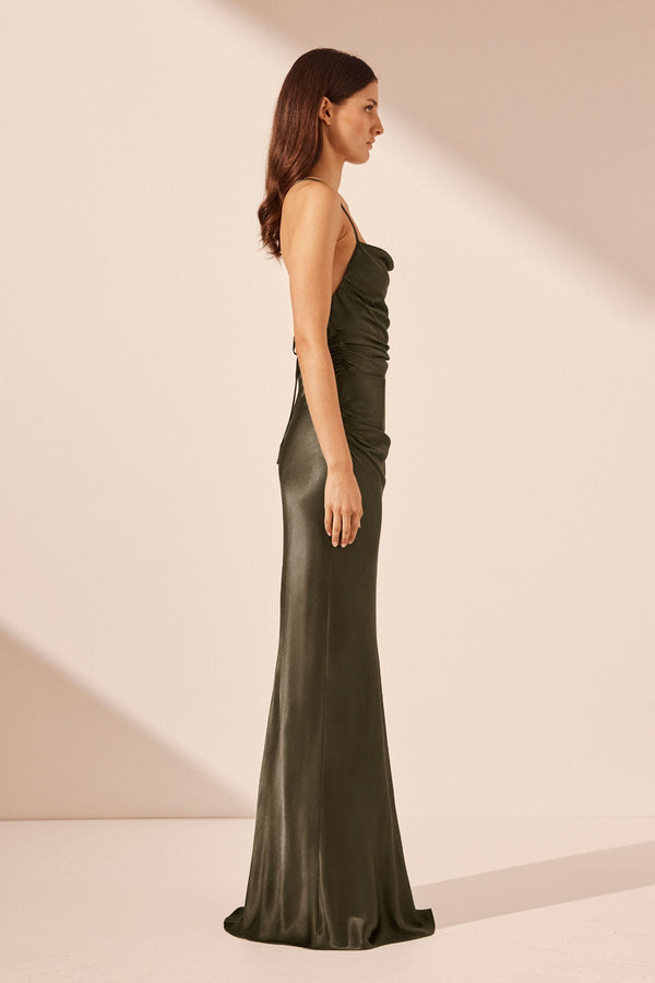LA LUNE LACE BACK MAXI DRESS - FOREST_S