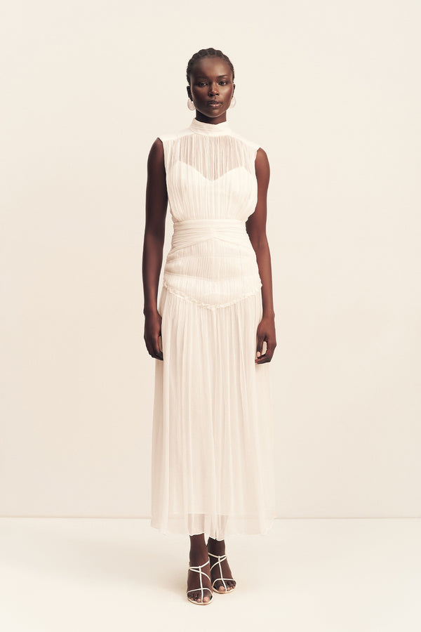 CLEMENCE HIGH NECK MAXI DRESS - IVORY_F