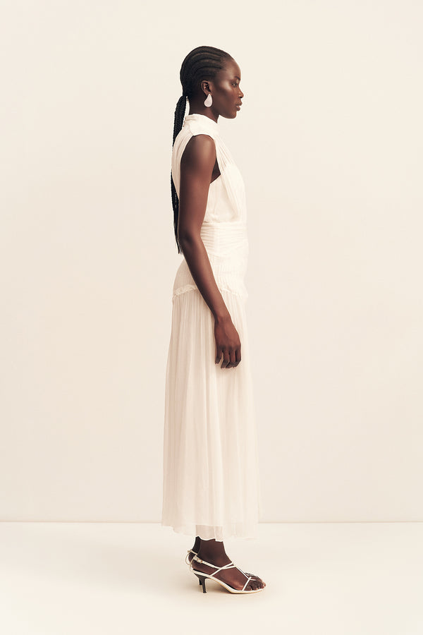 CLEMENCE HIGH NECK MAXI DRESS - IVORY
