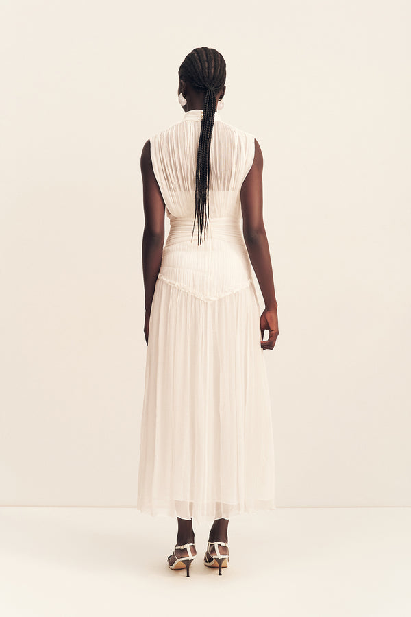 CLEMENCE HIGH NECK MAXI DRESS - IVORY