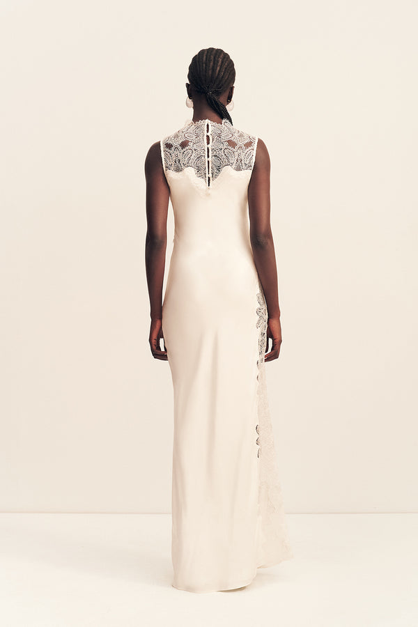 STRATUS LACE HIGH NECK MAXI DRESS - IVORY