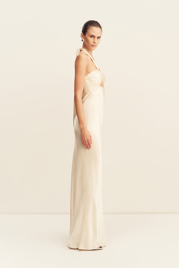 La Lune Ruched Halter Maxi Dress | Cream | Dresses | Shona Joy Shona Joy US La Lune Ruched Halter Maxi Dress | Cream | Dresses | Shona Joy Shona Joy US