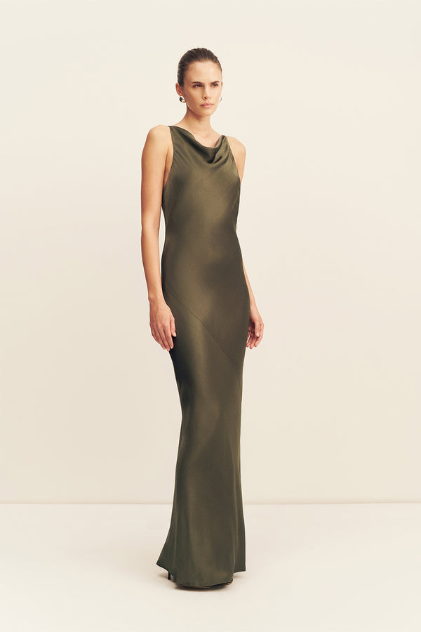 La Lune High Neck Cowl Maxi Dress | Forest | Dresses | Shona Joy Shona Joy US La Lune High Neck Cowl Maxi Dress | Forest | Dresses | Shona Joy Shona Joy US