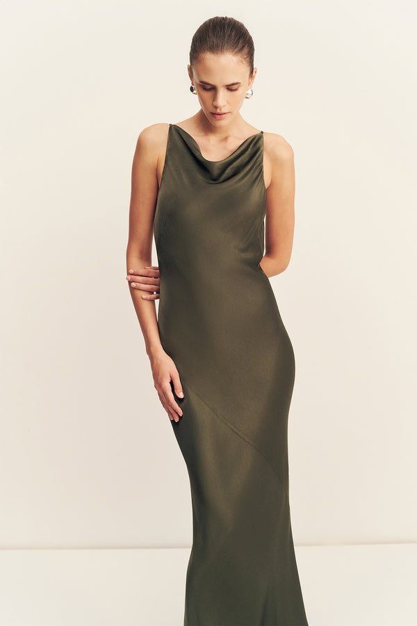 La Lune High Neck Cowl Maxi Dress | Forest | Dresses | Shona Joy Shona Joy US La Lune High Neck Cowl Maxi Dress | Forest | Dresses | Shona Joy Shona Joy US