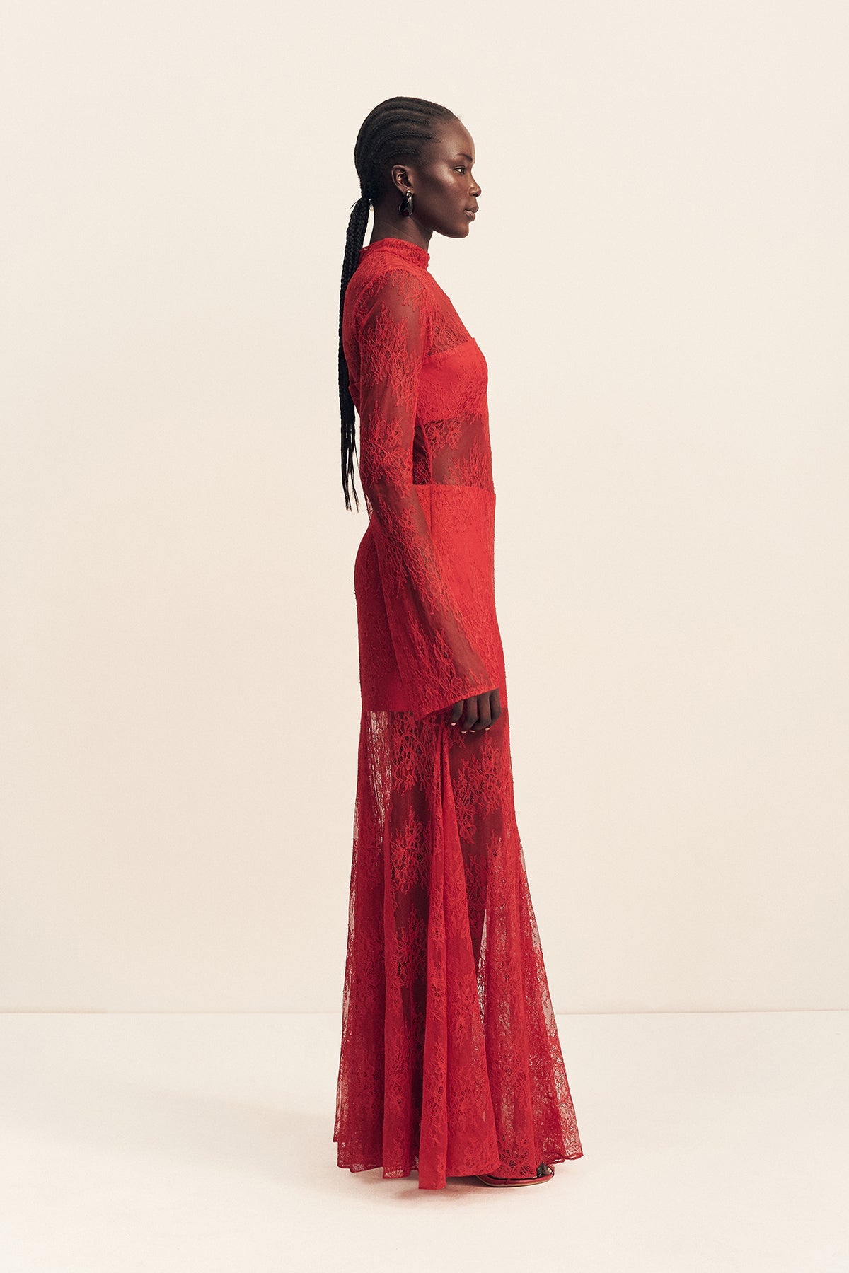 Labyrinth Lace High Neck Maxi Dress | Cherry | Dresses | Shona Joy