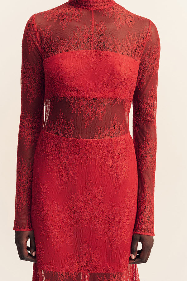 Shona Joy - Labyrinth Lace High Neck Maxi Dress