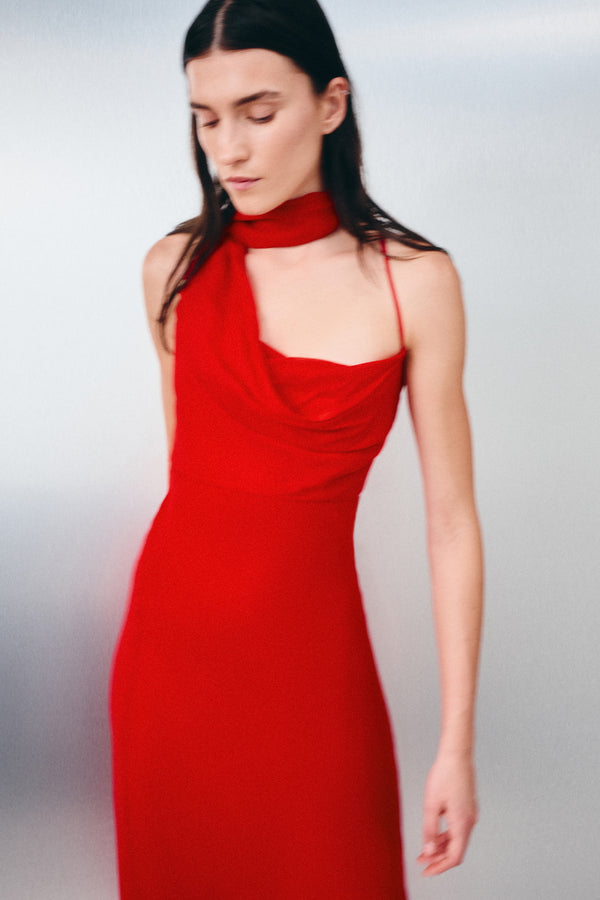 ROMY SCARF MAXI DRESS - CHILLI