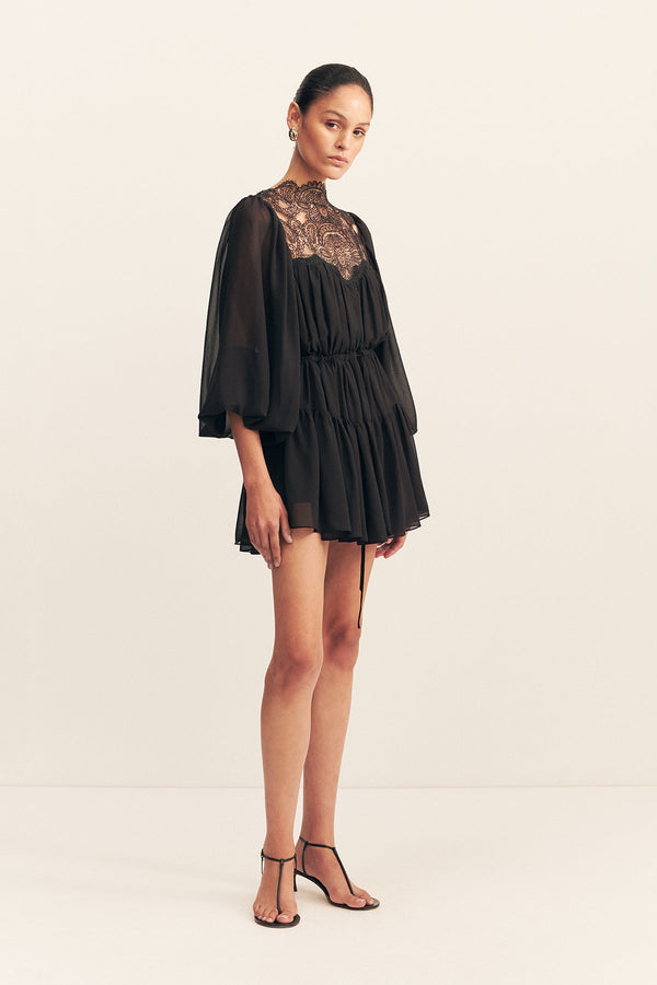 EMORY LONG SLEEVE MINI DRESS - BLACK_A