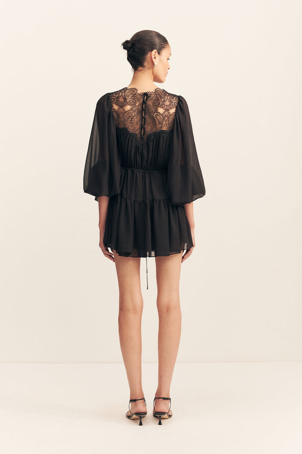 EMORY LONG SLEEVE MINI DRESS - BLACK_B