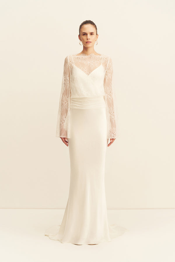 Shona Joy - Lambent Lace Long Sleeve Tie Top - Bridal Dress Shona Joy - Lambent Lace Long Sleeve Tie Top - Bridal Dress