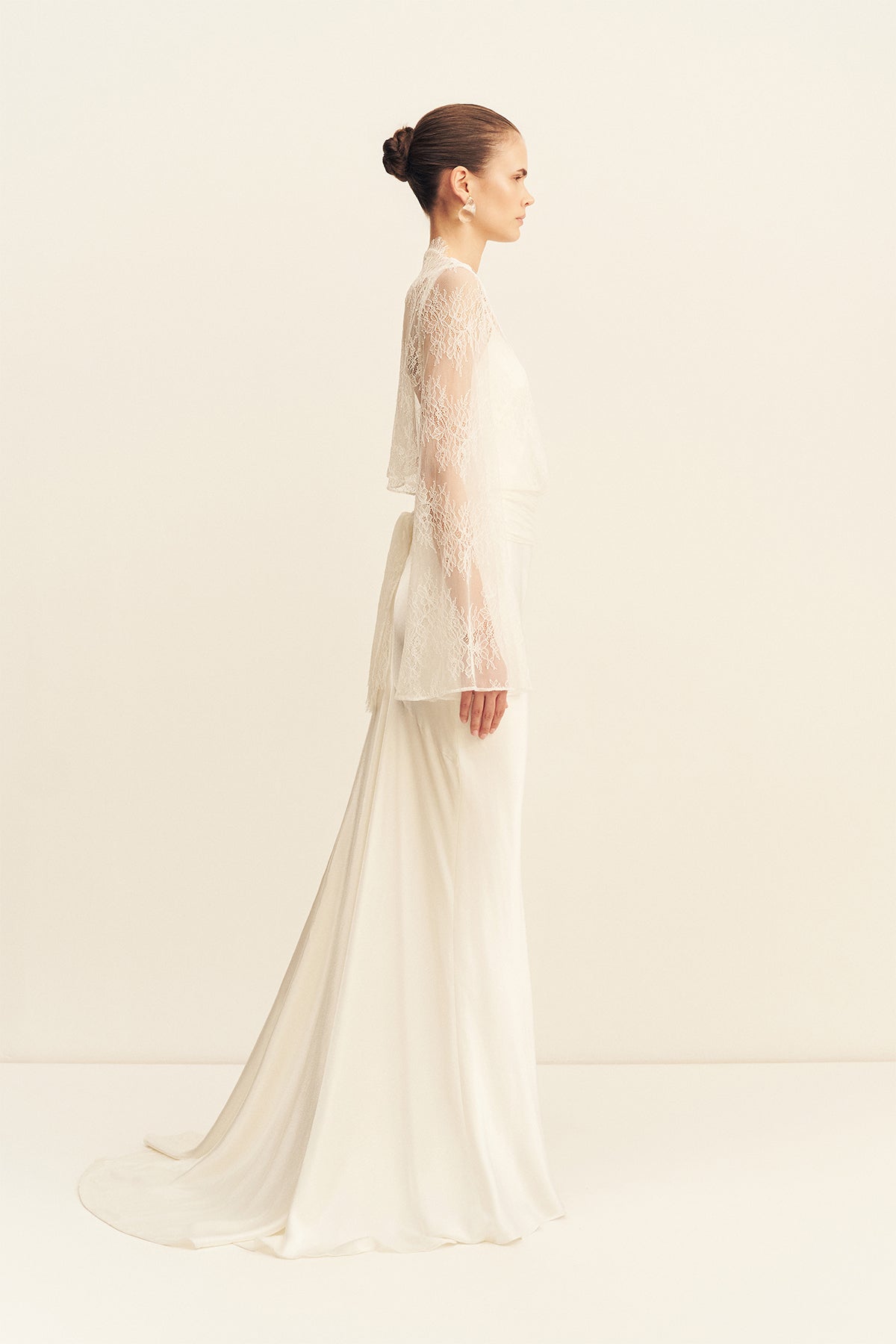 Lambent Lace Long Sleeve Tie Top | Ivory | Tops | Shona Joy