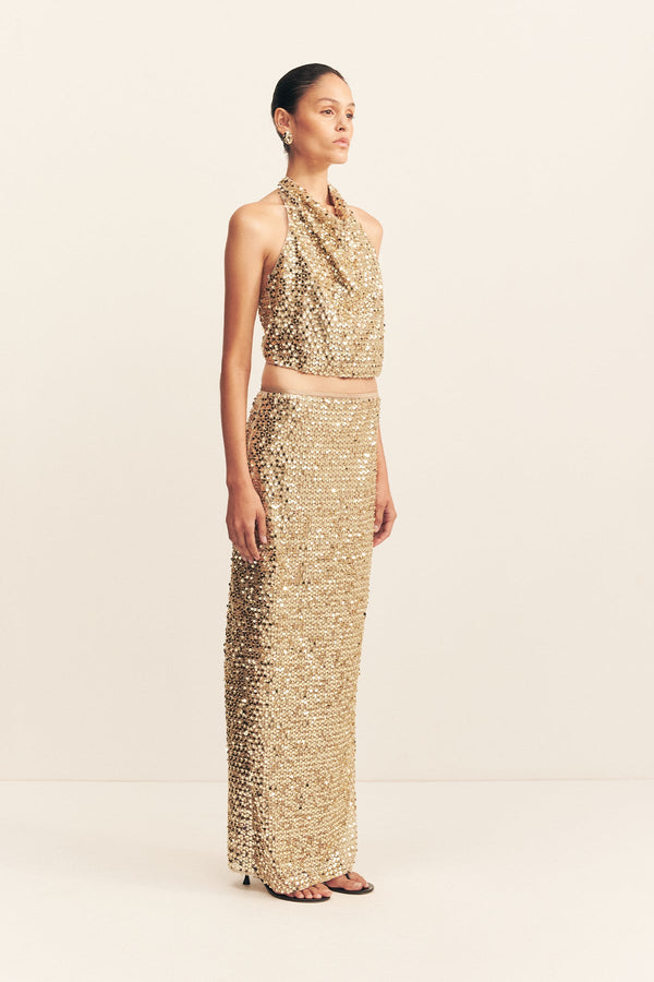 BRIA HALTER TOP - GOLD_A