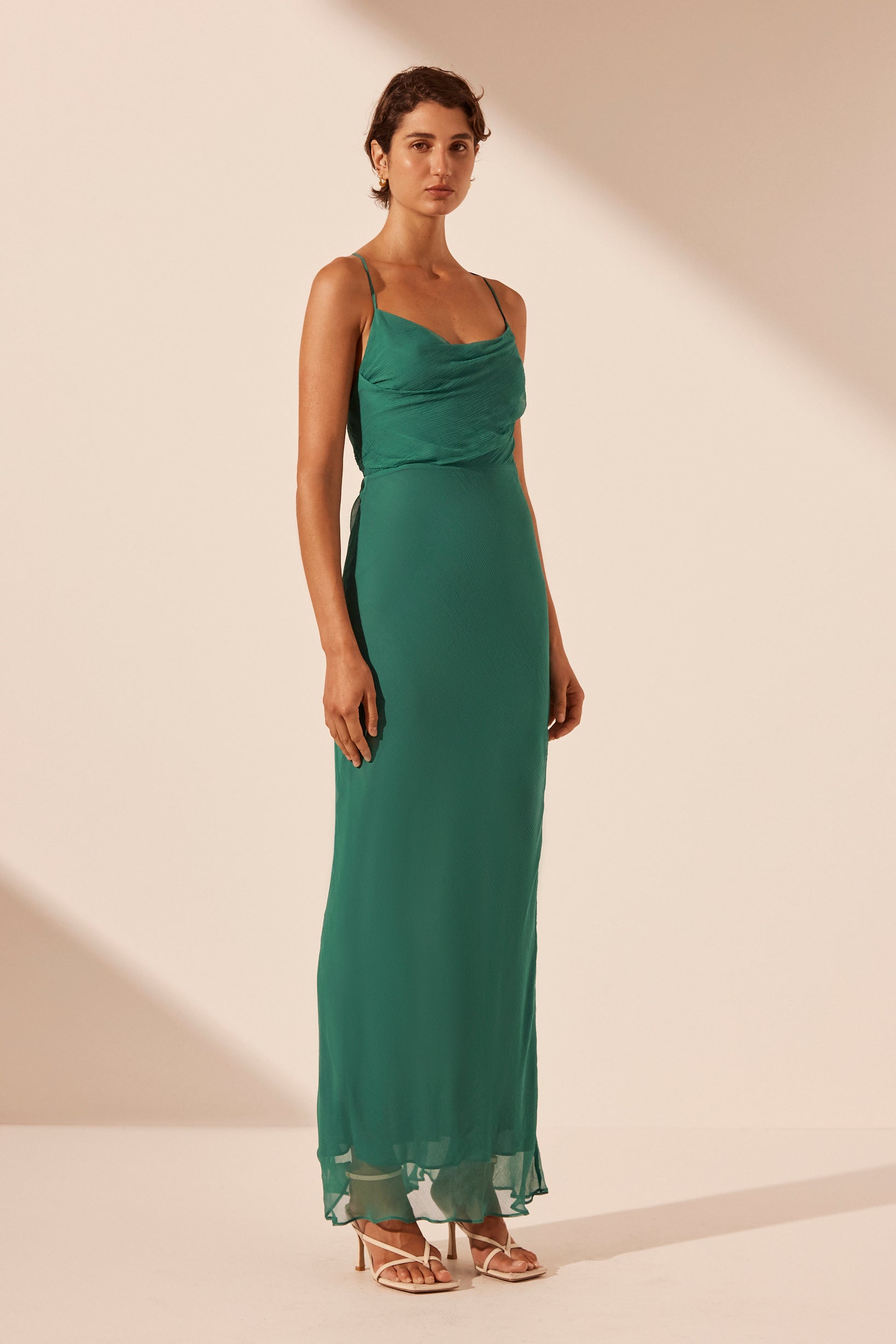 Margot Lace Back Bias Maxi Dress | Evergreen | Dresses | Shona Joy