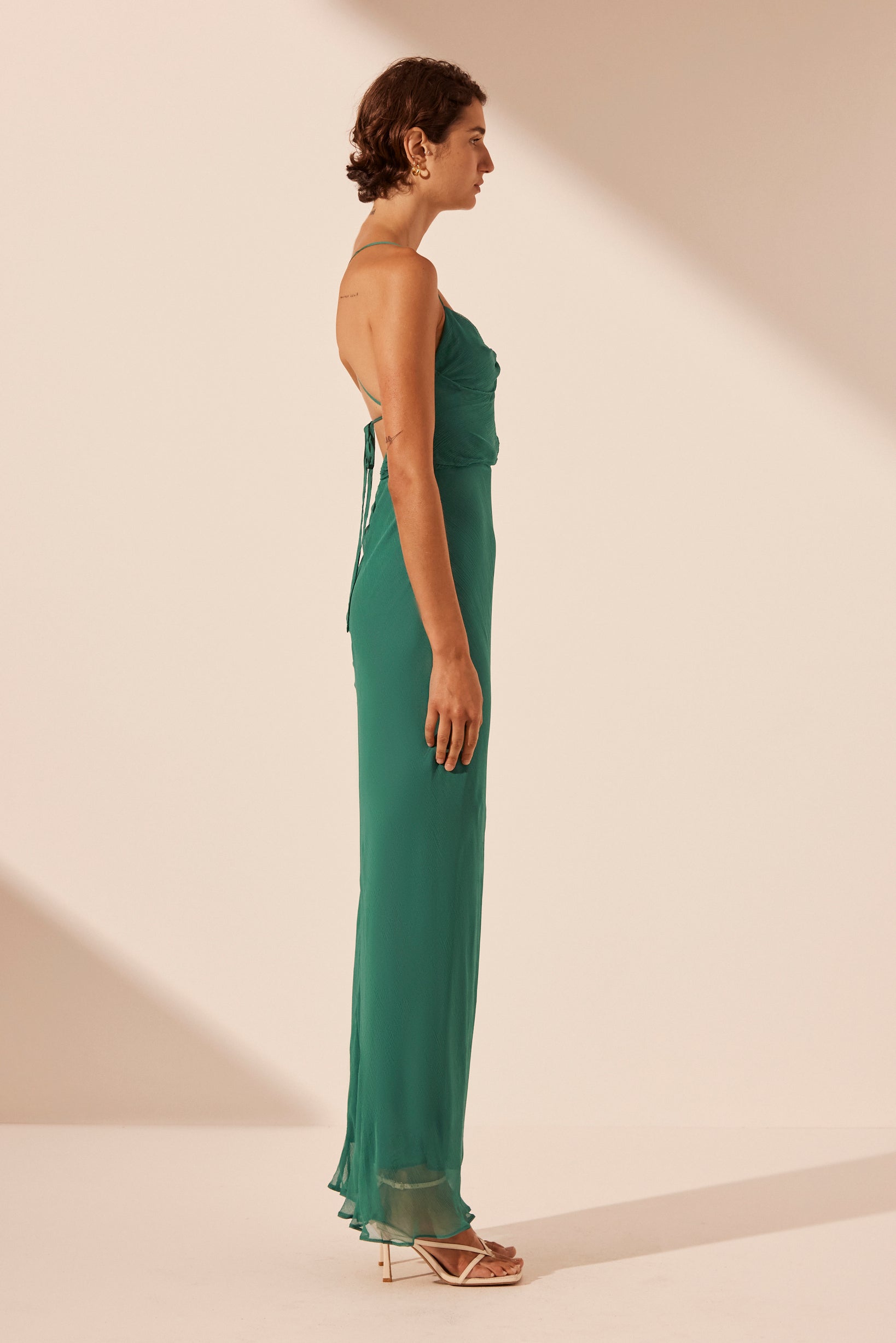 Margot Lace Back Bias Maxi Dress | Evergreen | Dresses | Shona Joy