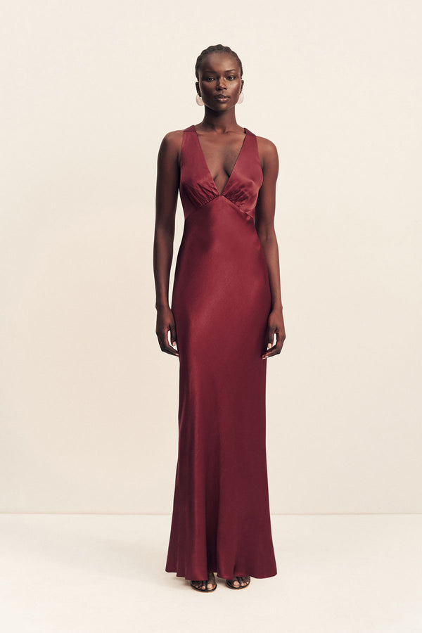 Elia Plunged Cross Back Maxi Dress | Shiraz | Dresses | Shona Joy Shona Joy US Elia Plunged Cross Back Maxi Dress | Shiraz | Dresses | Shona Joy Shona Joy US