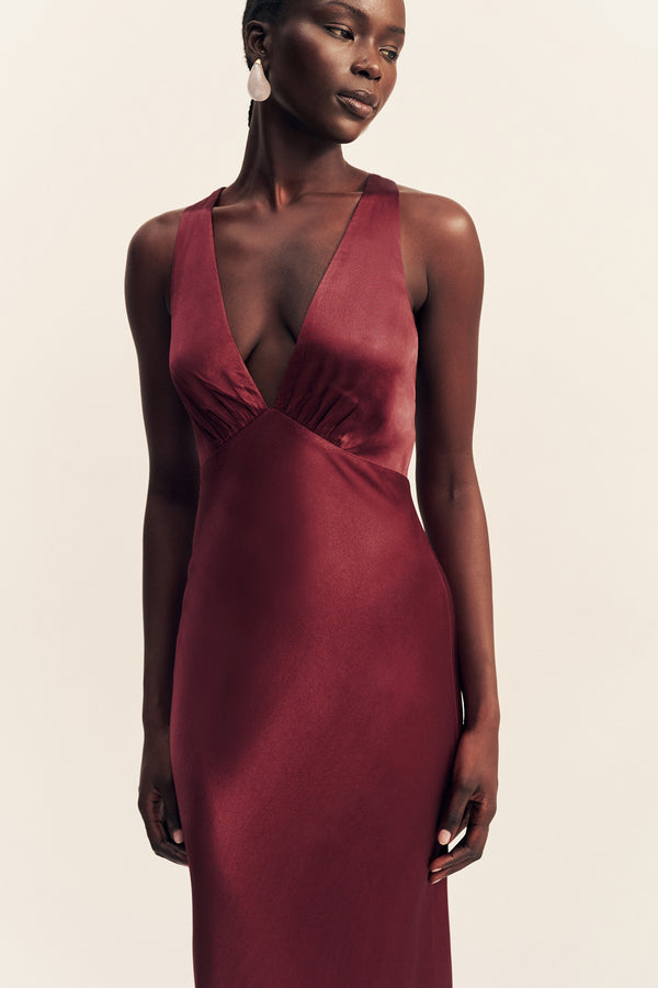 Elia Plunged Cross Back Maxi Dress | Shiraz | Dresses | Shona Joy Shona Joy US Elia Plunged Cross Back Maxi Dress | Shiraz | Dresses | Shona Joy Shona Joy US