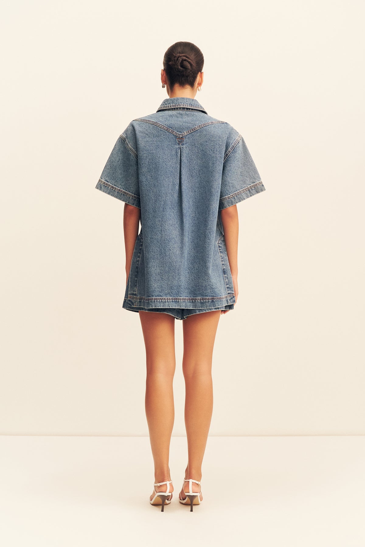 Raquel Short Sleeve Shirt | Vintage Blue | Shirts | Shona Joy