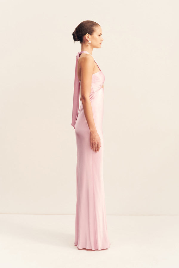 LA LUNE RUCHED HALTER MAXI DRESS - BLOSSOM