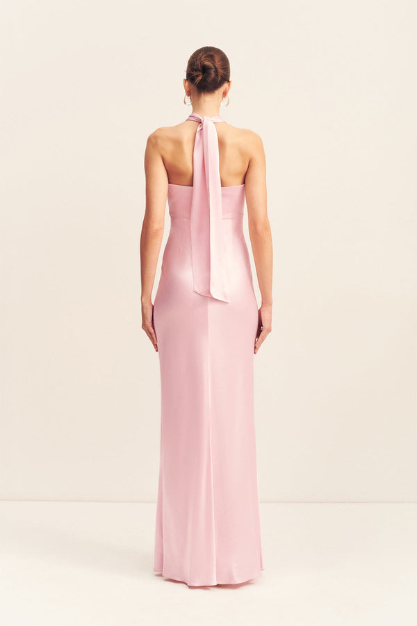 LA LUNE RUCHED HALTER MAXI DRESS - BLOSSOM