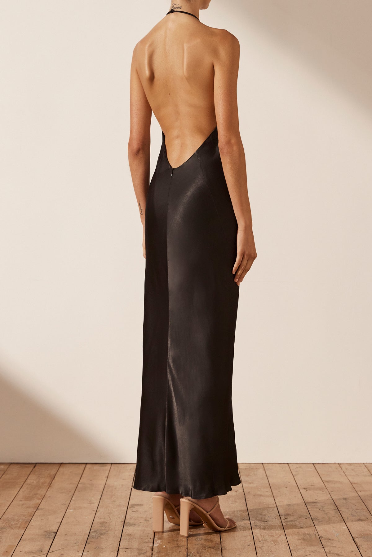 Plunge Halter Open-back Maxi Bias Bridesmaid Dress With Low Tie Back In  Copper Penny | The Dessy Group